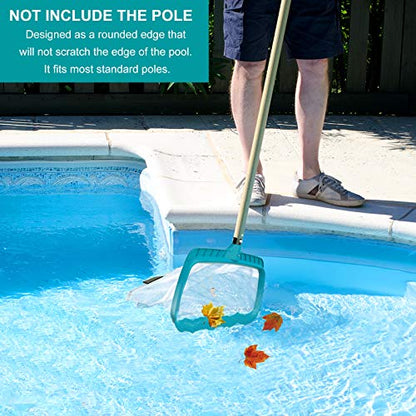 POOLWHALE Professional Pool Skimmer Net, Heavy Duty Swimming Leaf Rake Cleaning Tool with Deep Fine Nylon Mesh Net Bag - Fast Cleaning,Easy Scoop Edge,Debris Pickup Removal (No Pole) (Pack of 2) - size: Pool Rake (Pack of 2)
