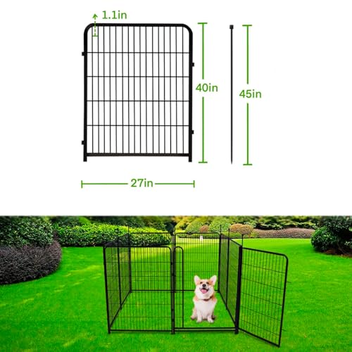 GETLAY 40in(H) Doorless Fence for Garden 14 Panels， 31.2 Ft(L) Barrier, Outdoor Garden Protection for Dogs Low Threshold,Indoor Fence Without Gate - size: 40''(H)-14panels-31.2ft(L) no gate