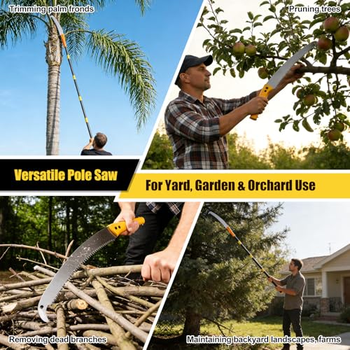 Pole Saw for Tree Trimming,Lightweight 2 in 1 5FT Manual Hand Saws Tree Trimmer Pole Saw, Sharp Steel Blade, Adjustable Branch Cutter Pruner for Yard Walkway Oak Palm Fruit Pine and Fir Limbs Cutting - size: 5FT