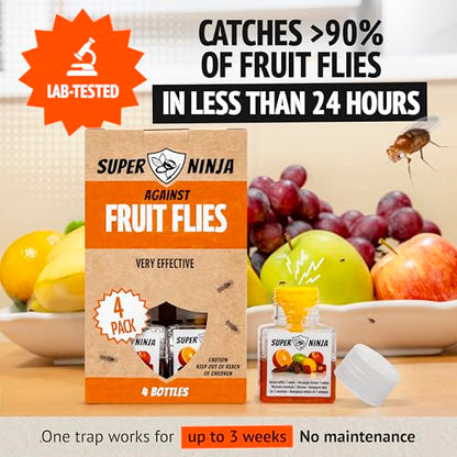 Super Ninja Fruit Fly Traps for Indoors, 4 Pack - size: 4 Traps