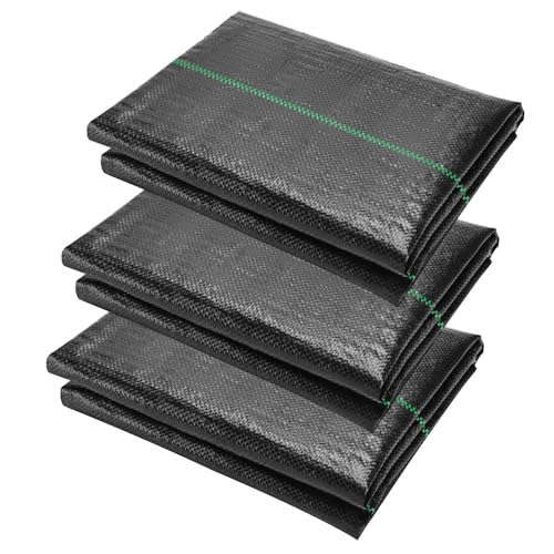 5 x 10 Feet 3 Pack Weed Barrier Fabric Garden Landscape Weed Blocker Woven Fabric Heavy Duty Ground Cover Mat - size: 5ft x 10ft-3 Pack