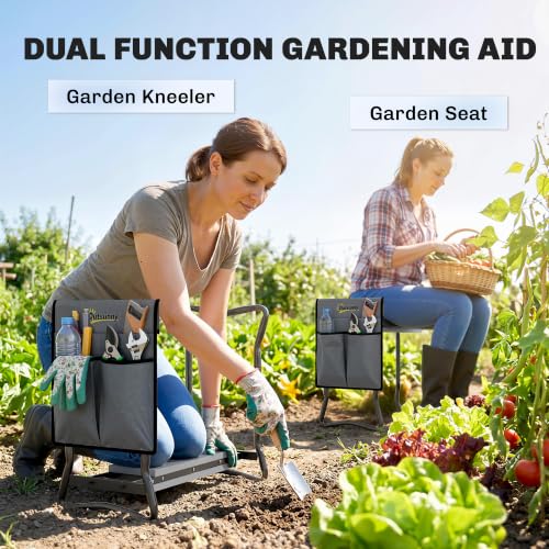 Outsunny Garden Kneeler and Seat with Tool Pouch, Gray - color: Grey