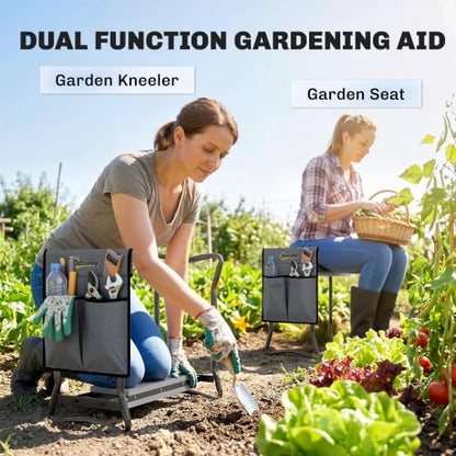 Outsunny Garden Kneeler and Seat with Tool Pouch, Gray - color: Grey