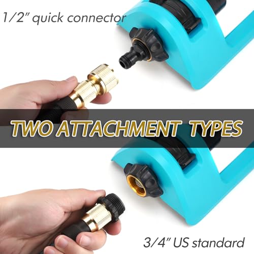 Lawn Sprinkler, 18 Brass Nozzles Garden Water Oscillating Sprinkler for Yard Covers up to 3,600 sq.ft, Heavy Weight Base, Built-in Spray Jet Cleaning Needle