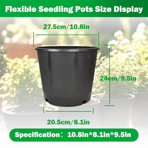10pcs Short 3 Gallon Pots for Plants, Sturdy Plastic Planter Pots with Drainage Holes, Large Plastic Planters, Garden Planter Pots for Seedlings, Succulents - size: 10 Pcs 3 Gallon Short