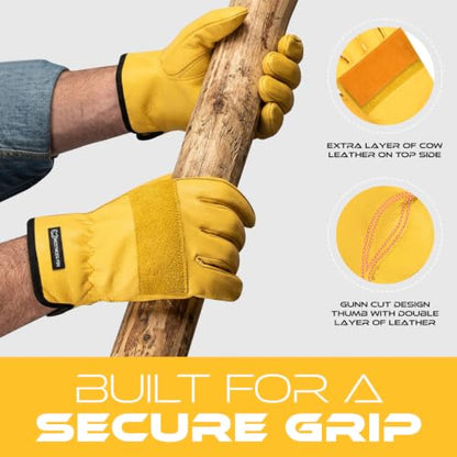 WESTWOOD FOX Safety Work Glove for Men and Women, Tough Leather Gardening Gloves, Anti-Slip Heavy Duty Rigger Work Gloves. - size: Medium