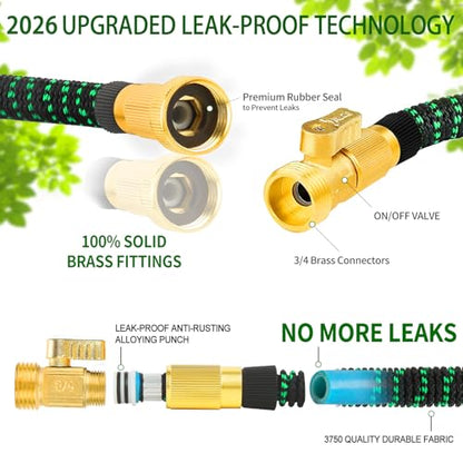 Expanding Garden Hose 150 ft - Expandable Garden Hose Leak-Proof with 3 -Layer Latex Core - 2026 Version/New Patented,Lightweight, Durable, No-Kink Flexible Retractable Water Hose