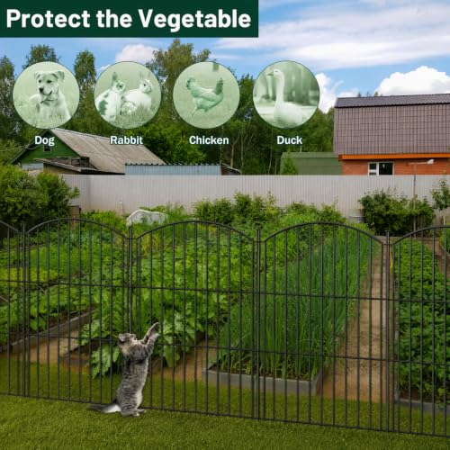 Decorative Metal Garden Fence, 40in(H) No-Dig Flower Bed Border, 24ft(L) - size: 40in(H)x29in(L) 10 Panels