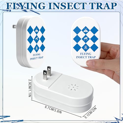 4 Pack Flying Insect Traps with 20 Glue Cards Refill Covering Indoor All Rooms and Kitchen, Quiet Fruit Fly Traps with UV Light for Gnat, Moth, Mosquito, Odor-Free & Non-Toxic