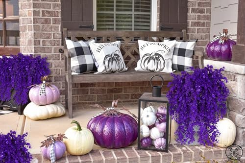 RECUTMS 4 Pcs 29.9 Inch Artificial Hanging Eucalyptus Leaf Plants - color: Purple
