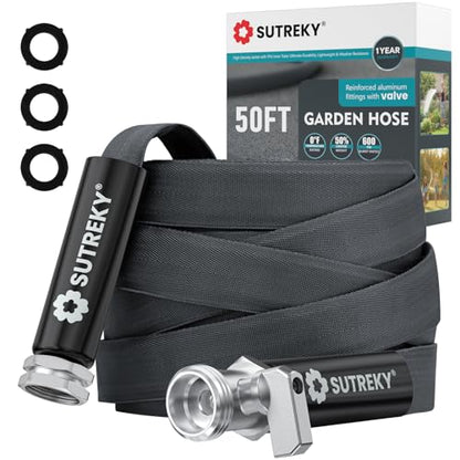 50ft Garden Hose with Valve, Ultra Lightweight All-Weather Water Hose, Durable & Flexible, Leak-free Connections, TPU Water Hose, Drinking Water Safe - size: 50ft TPU