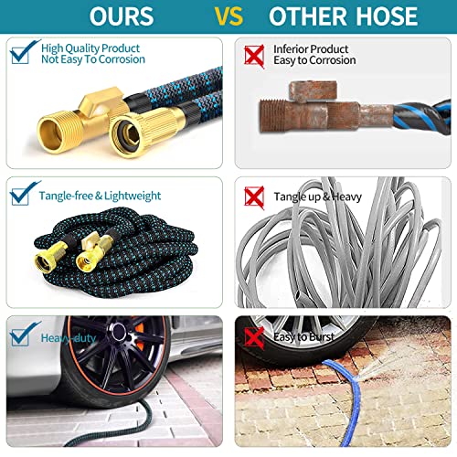 75 ft Expandable Garden Hoses - New Upgrated Expanding Water Garden Hose - Retractable,Flexible,Less Kink-Free & Tangle Car Washing Pipe for Yard, Outdoor