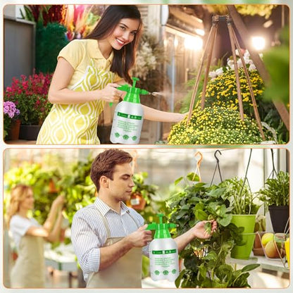 3Pcs 1/2 Gallon Hand Pump Sprayer with Adjustable Nozzle, White & Green - color: Green