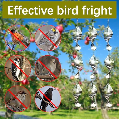 9 PCS Stainless Steel Bird deterrents for Outside,3D Bird Scarer Discs Set Pigeon Deterrent,Crow Deterrent,Bird reflectors to Keep Birds Away Woodpecker Deterrent for House - color: 9 Discs Fishbone Bird Scare Discs Set