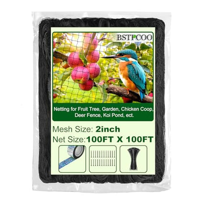 BSTPCOO Chicken Netting Roof Hawk 100x100ft, Heavy Duty 2" Mesh Bird Net - size: 100'×100'-2''