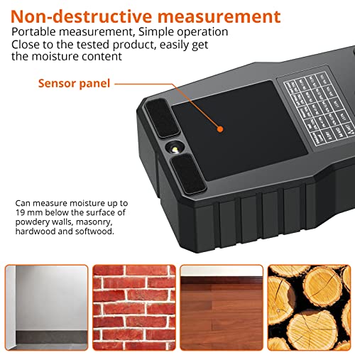 Proster Pinless Moisture Meter 3/4" Depth Color Alarm Non-Destructive