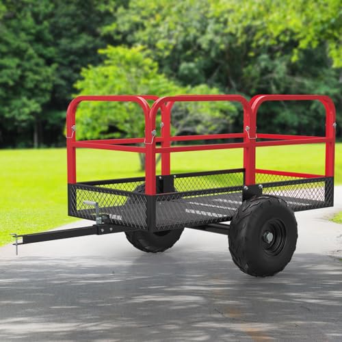 Garvee Heavy Duty Dump Trailer Cart for Lawn Tractor & ATV, 1700 Lbs Capacity 17 Cubic Feet with Removable Sides, Pull Behind Utility Garden Trailer for Yard Work - size: Style B