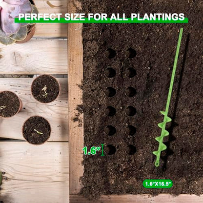 Auger Drill Bit for Planting - 1.6"X16.5" Heavy-Duty Garden Auger Spiral Drill Bit - Bulb Planter Tool - 3/8" Hex Drive Drill - size: 1.6"X16.5"-Green