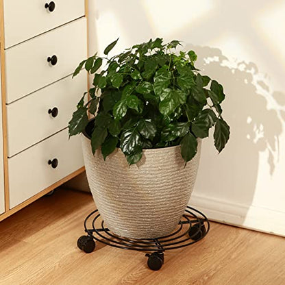 8 Packs Large Metal Plant Caddy with Wheels 14" Rolling Plant Stands Heavy-duty Wrought Iron Plant Roller Base Pot Movers Plant Saucer on Wheels Black - color: Black, size: 14"/ 8 packs