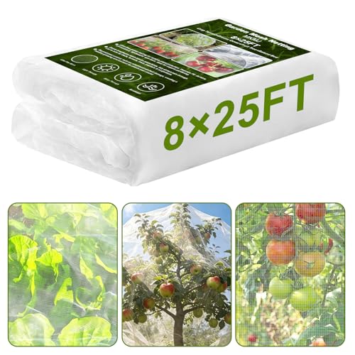 8×25 FT Garden Netting, Ultra Fine Mesh Pest Barrier, Plant Covers Row Cover for Vegetables Fruits Flowers, Greenhouse Raised Bed Screen Protect Plants from Birds Bugs - size: 8×25FT