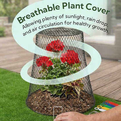 SOUJOY 15 Pcs 12 Inch Large Chicken Wire Cloche Plant Protector Cover, Heavy Duty Metal Garden Plant Protector from Animals, Plant Cages for Keeping Bunnies, Chickens, Squirrels, Birds Other Out