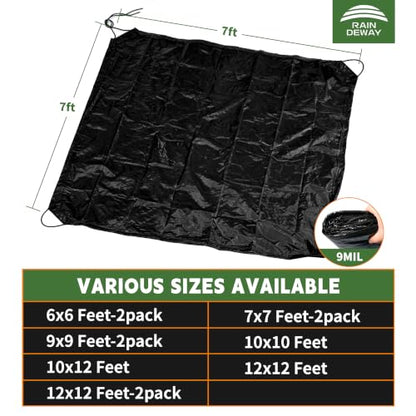 RAINDEWAY Drawstring Tarps 7x7 Feet (2pack) Black Waterproof Leaf Tarp - size: 7x7 Feet(pack of 2)