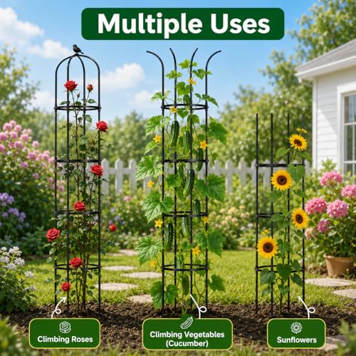 OTOSUNNY 6.3 ft Garden Obelisk Trellis for Climbing Plants Outdoor, 1PCS - size: 1 pack 75.6 in