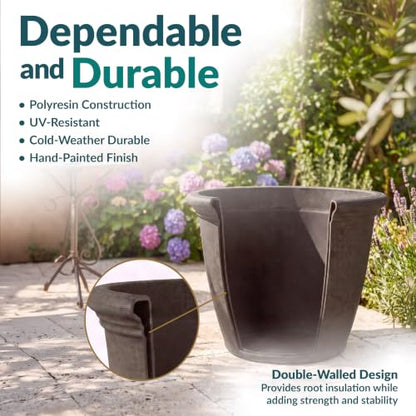 Sunnydaze Anjelica 15.25'' Large Plastic Planter Pot for Plants, Sable - color: Sable, size: 15.25 in