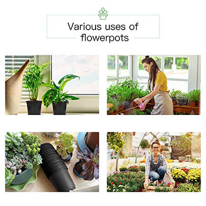 JERIA 100-Pack 0.5 Gallon Plant Nursery Pots, Plastic Pots for Flower Seedling, Flower Plant Container Seed Starting Pot, Come with 100 Pcs Plant Labels(Black) - size: 0.5Gallon 100P