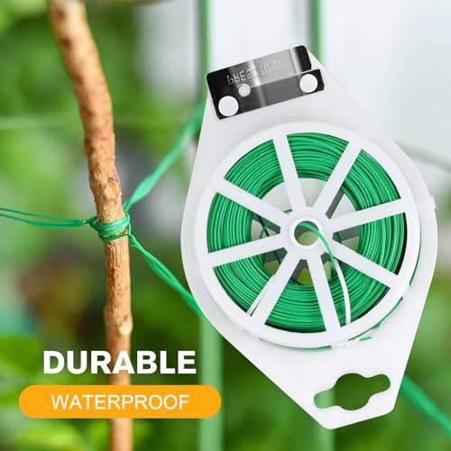 328FT Garden Twist Tie Wire with Cutter, Rustproof for Plants & Home Use - size: 328