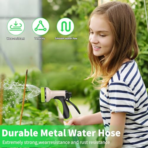 50ft Garden Hose, Heavy Duty Outdoor Water Hose with 10-Way Spray Nozzle, Leak-Proof Brass Connectors, Flexible 50 Foot Hose for Yard & Outdoor,Car Wash - size: 50FT