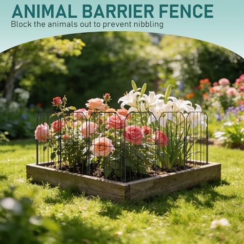Goovilla Garden Fence, Total 10ft(L) x 24in(H), 10 Pcs, Rustproof Metal - size: Square arch