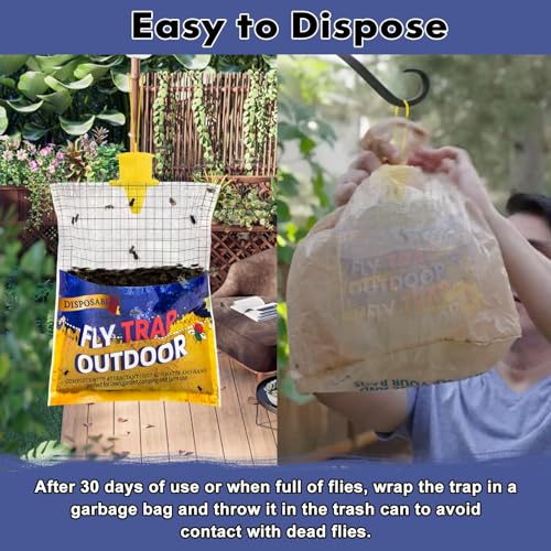 8 Big Fly Bags Outdoor Traps Hanging for Patio - Pre-Baited, Disposable - size: 8 Pack