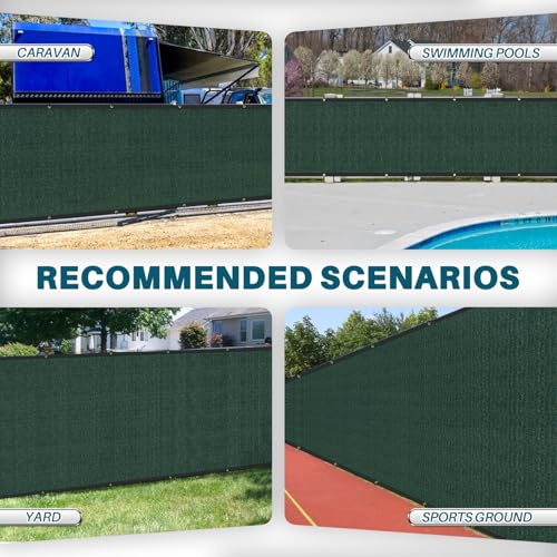 COARBOR 5' x 12' Fence Privacy Screen Heavy Duty Windscreen Fencing Mesh Shade Net Cover for Outdoor Wall Backyard Patio Deck and Porch, Green - color: Green, size: 0 5' x 12'