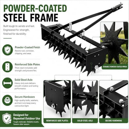 31-Inch Tow Behind Aerator for Lawn Tractors, ATVs, Yard and Garden