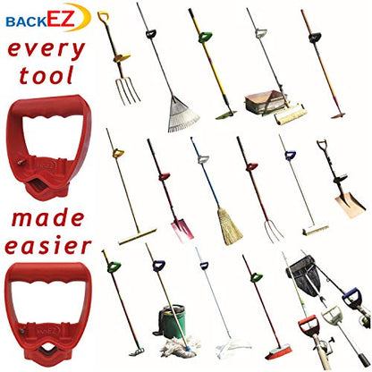 Back-Saving Tool Handle Attachment, EVR-Grip Upgrade, Labor-Saving Ergonomic Shovel Add-on Handle, RED - color: Red