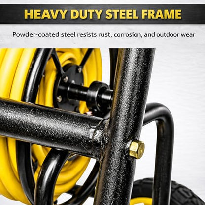 4-Wheel Hose Reel Cart, Heavy Duty Hose Reel, Holds 250ft of 5/8" Hose - size: 250ft Garden Hose Capacity