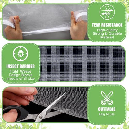 12 x 33 ft Garden Mesh Netting Insect Mosquito Net, White, 1 Pcs - size: 12 x 33 ft