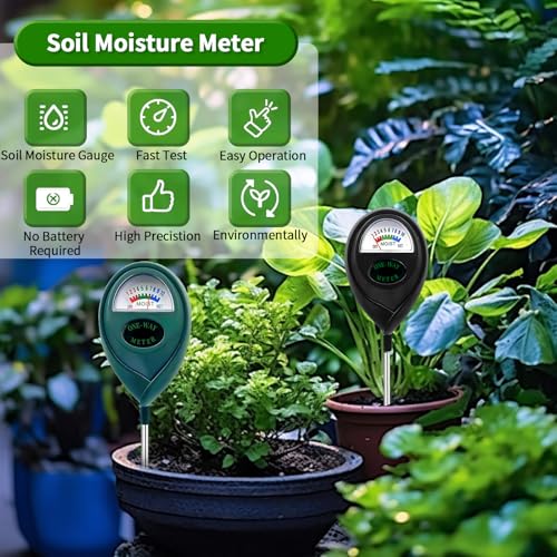 2 Packs Extended Long Probe Soil Moisture Meter, Long Probe Soil Moisture Meter for Plants, Plant Water Meter Soil Meter Moisture Sensor Hygrometer for Indoor Outdoor Plant Care, No Battery Needed - color: GREEN+BLACK