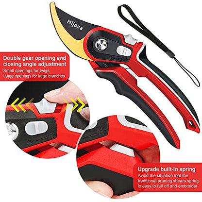 Garden Shears, Heavy Duty Garden Pruning Shears, Sharp Gardening Scissors - color: Red