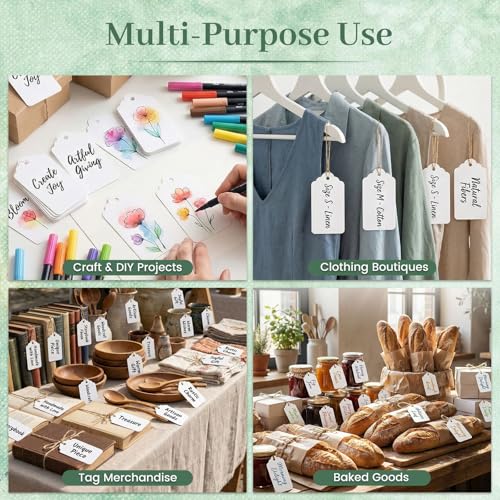 SallyFashion White Gift Tags with String, 200 Pack 1.7 X 2.8 inch - color: 200 Pcs White