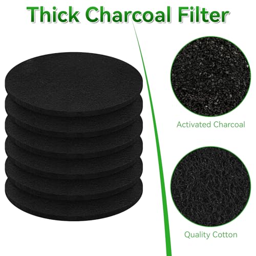 6 Pack 6.7 Inch Charcoal Filter for Kitchen Compost Bin Countertop Bucket