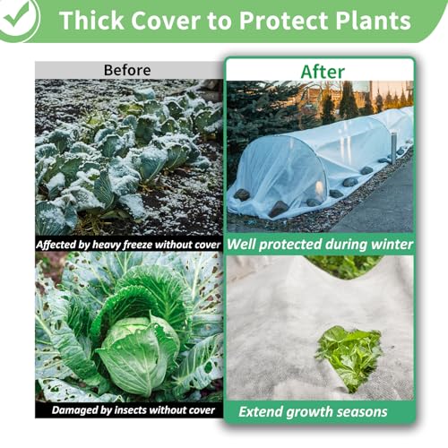 SPORTYOUTH 2Pcs Plant Covers Freeze Protection Garden Frost Cloth 10x30ft