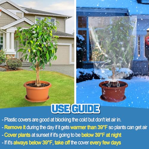 6Pcs 24"x32" Winter Plant Cover Freeze Protection, Plastic Plant Frost Bags - size: 32"H, 24" Opening
