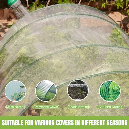 72 Pack Garden Hoops for Raised Beds, 12 Sets Fiberglass with PVC - color: Green-72P