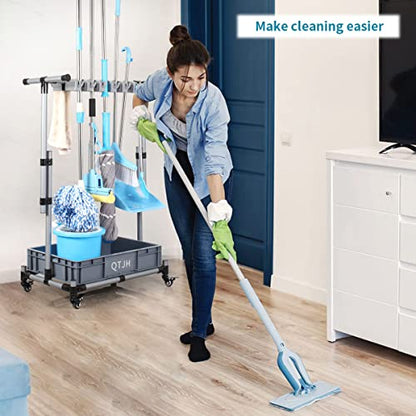 Broom And Mop Holder Put Wet Movable Floor-Mounted Mop Rack Floor Standing Cleaning Tool Cart Storage For Garden Garage Schools, Hospitals, Factories, Hotels,Property Companies - size: 10slots