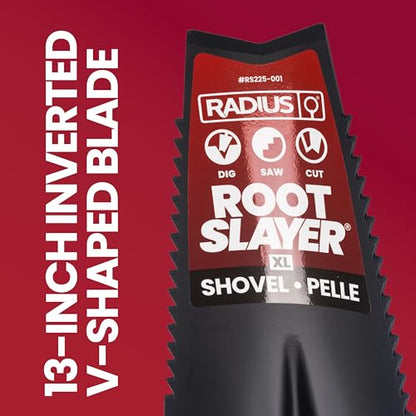 Root Slayer RS225 Long Handle Garden Shovel, Fiberglass Shaft, Black - color: Black, size: XL