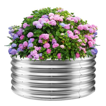 YSEJOMP 17" Tall 40" Diameter Round Raised Garden Bed Kits Outdoor Silver - color: Silver, size: 40 Dia X 16.5 inches