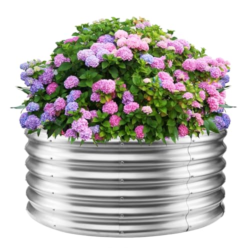 YSEJOMP 17" Tall 40" Diameter Round Raised Garden Bed Kits Outdoor Silver - color: Silver, size: 40 Dia X 16.5 inches
