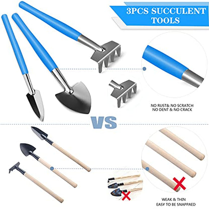 13 Pcs Succulent Care Tools, Mini Garden Transplanting Tool Set - style: Blue-2